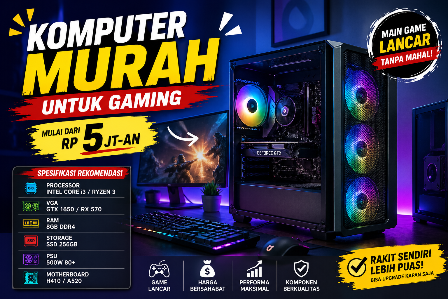Komputer Murah Untuk Gaming Yang Tetap Kencang Dan Nyaman Digunakan